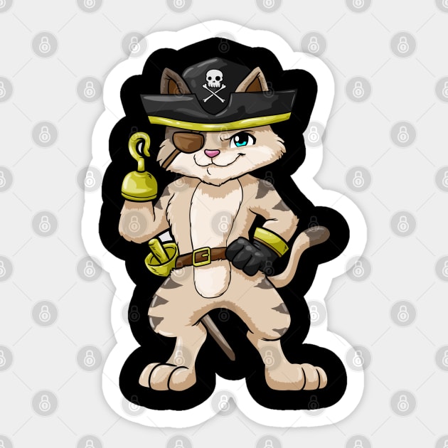 Funny pirate with dirk and scimitar Sticker by Markus Schnabel